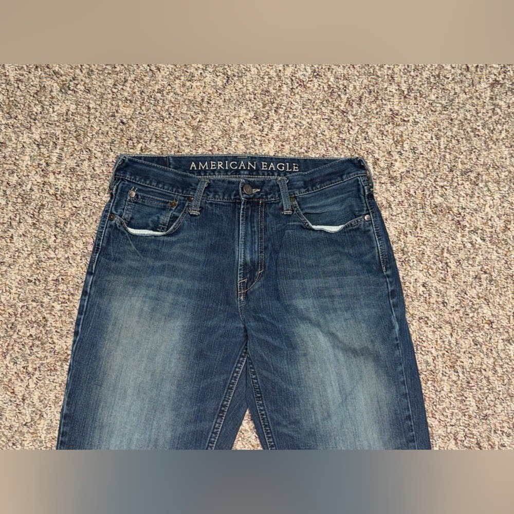 Men's size 33 American Eagle Blue Denim Jeans, bootcut - Picture 3 of 9